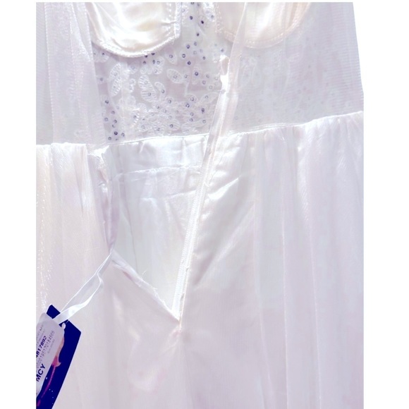 BLONDIE NITES Corset-style Mesh Line Sleeveless Dress Rhinestone Sheer ivory - Picture 10 of 16